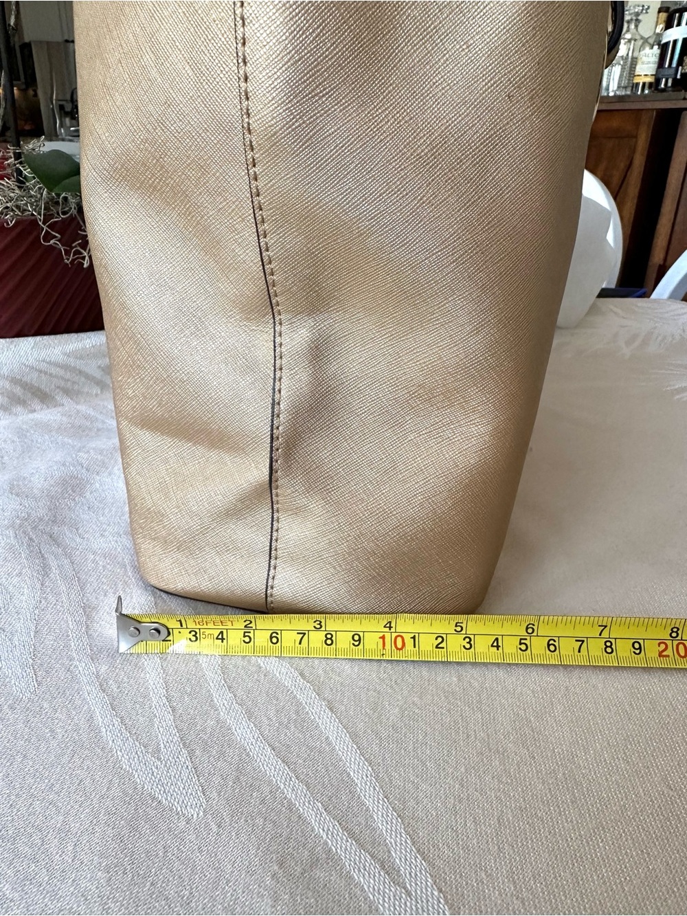 Calvin Klein Metallic Gold Saffiano Tote Shoulder Bag + Dust Bag - Picture 7 of 9